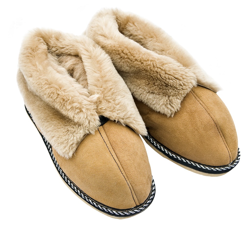 B018 - Papuci casa (botosi) din blana si piele naturala