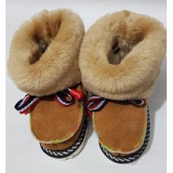 C010 - Papuci casa din blana si piele naturala pentru copii