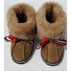 C011 - Papuci casa din blana si piele naturala pentru copii